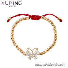 75355 Xuping ventas calientes popular pulsera de cuentas bañadas en oro de 18 k con encanto de mariposa